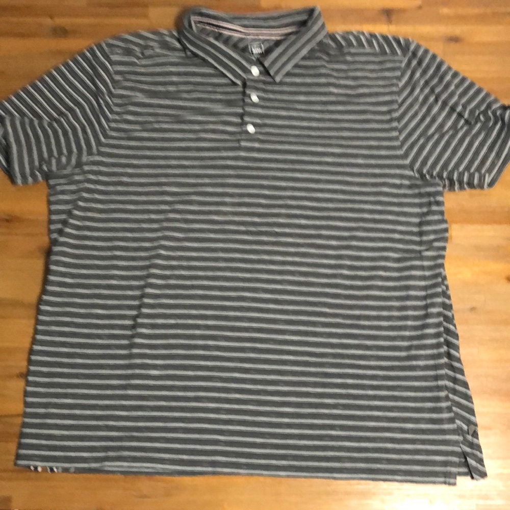 REI XXL grey stripe polo pull over